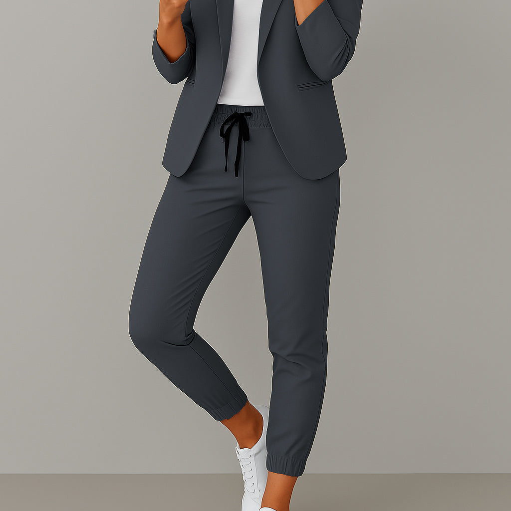 Set | Damen Zweiteiliges Blazer Set | Elastischer Hosenbund