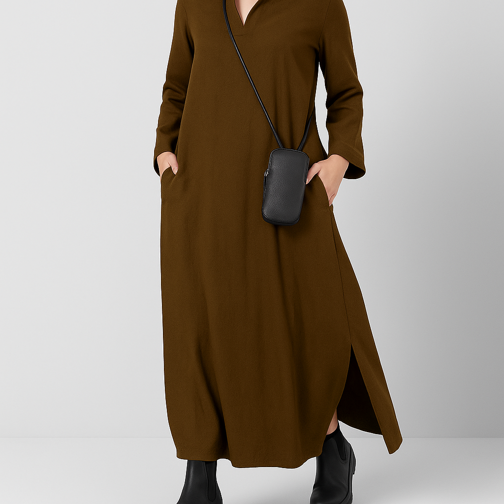 Damen Lockeres Maxikleid | Seitlicher Schlitz