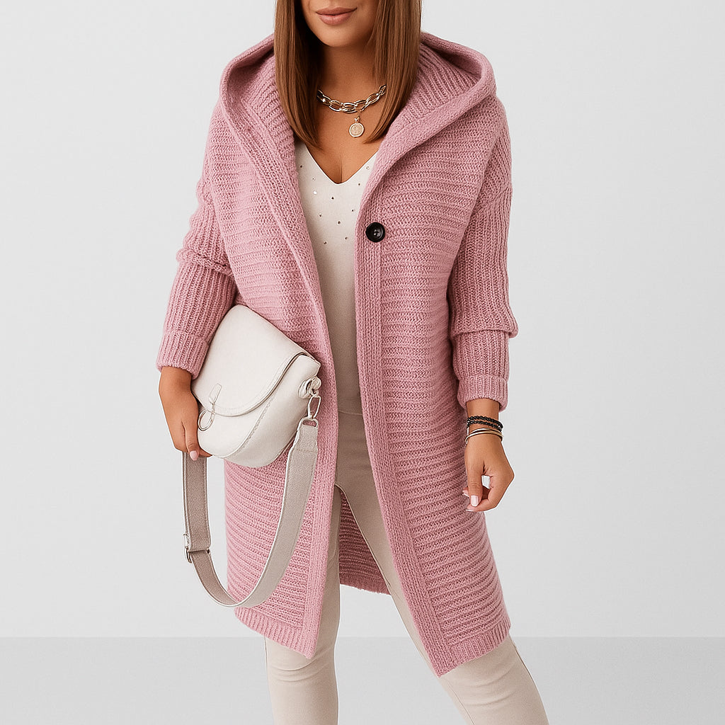 Damen Oversize Strickjacke | Mit Kapuze