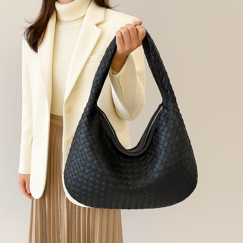 Damen Geflochtene Schultertasche | Geräumiges Innenfach