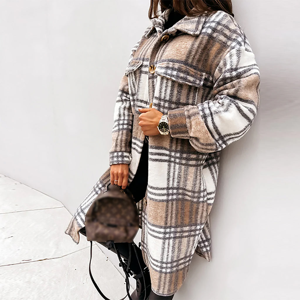 Damen Karierter Mantel | Weite Silhouette