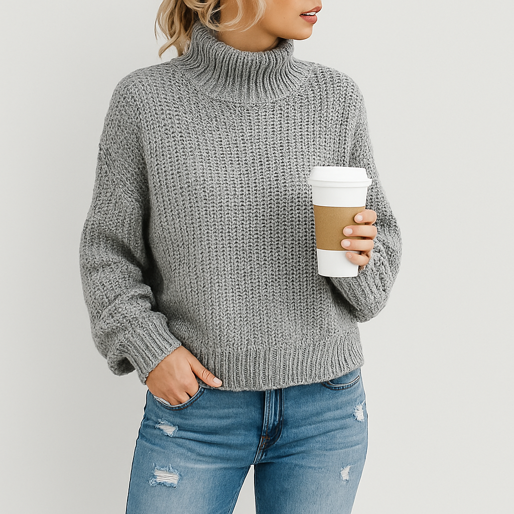 Damen Lockerer Rollkragenpullover | Langarm