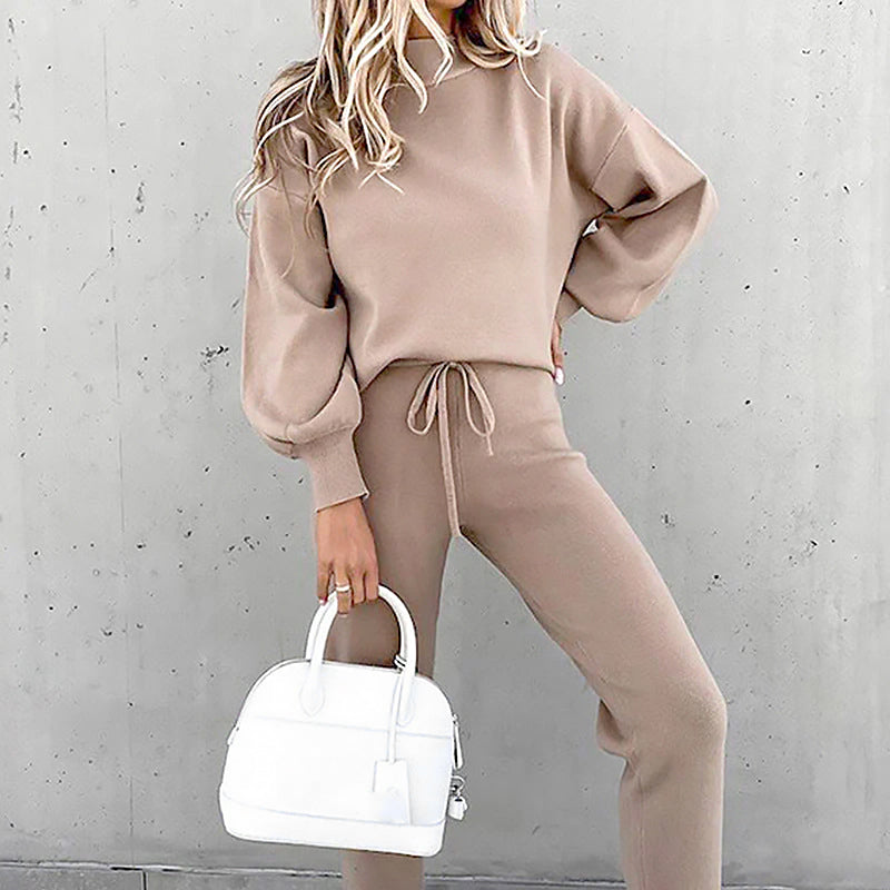Damen Zweiteiliges Freizeit Set | Ballonärmel Schnitt