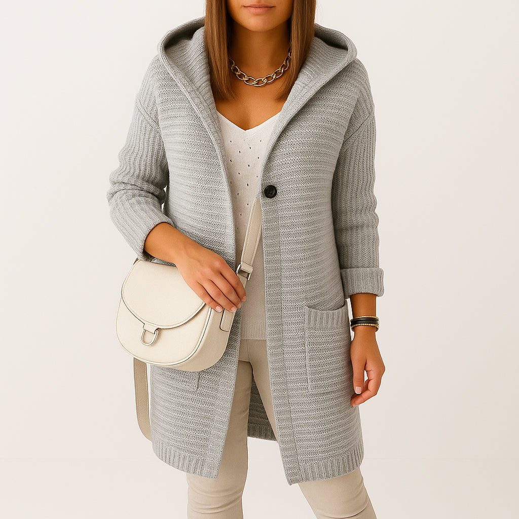 Damen Oversize Strickjacke | Mit Kapuze