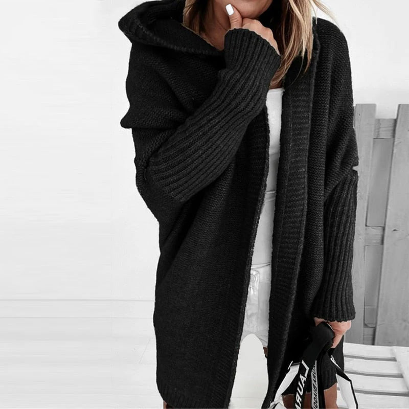 Damen Weiter Kapuzen Cardigan | Locker Geschnitten