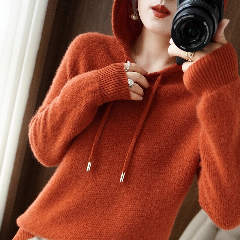Damen Strickhoodie Milano Style | Locker Geschnitten