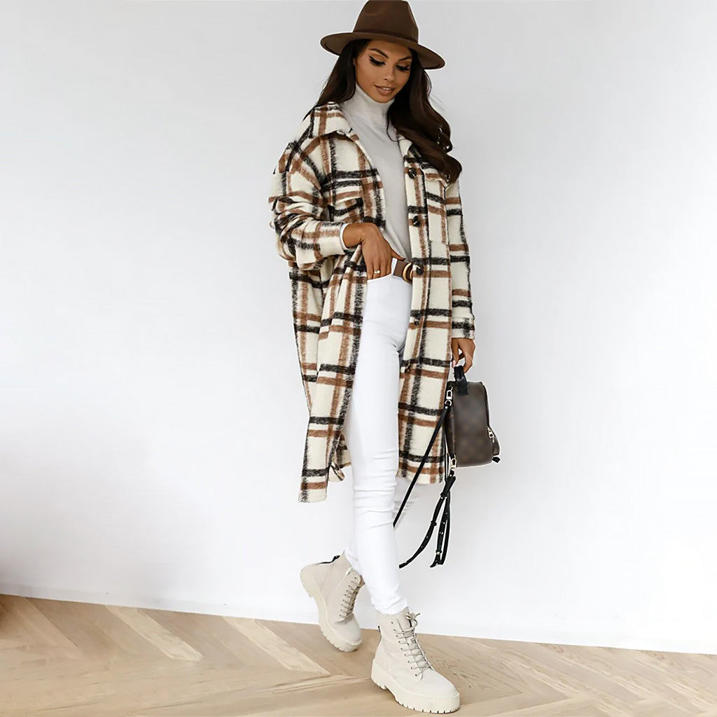 Damen Karierter Mantel | Weite Silhouette