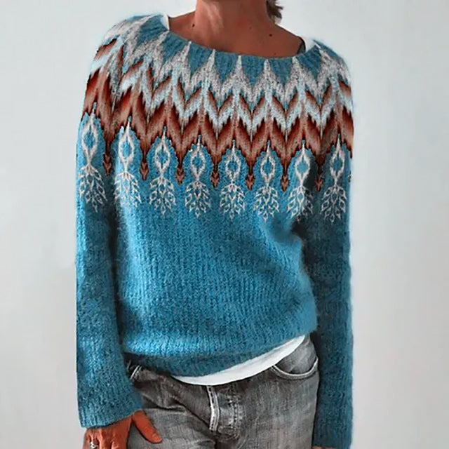 Pullover | Damen Gemusterter Pullover | Lockere Passform