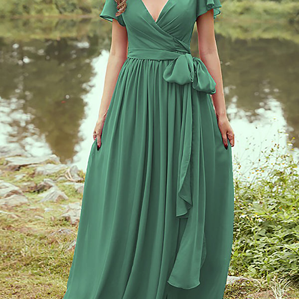 Damen Maxi Kleid V-Ausschnitt | Festliche Mode