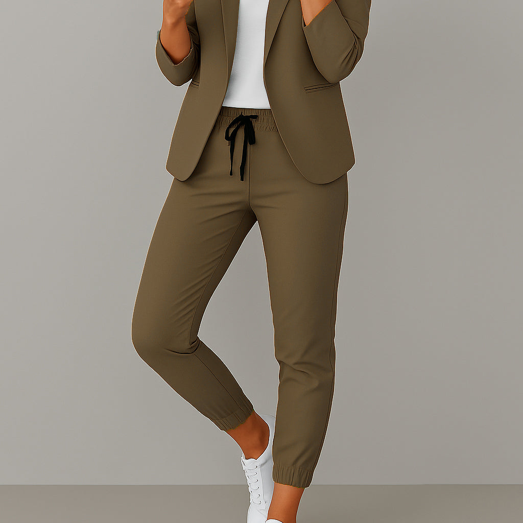 Set | Damen Zweiteiliges Blazer Set | Elastischer Hosenbund