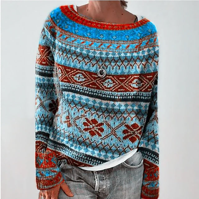 Pullover | Damen Gemusterter Pullover | Lockere Passform