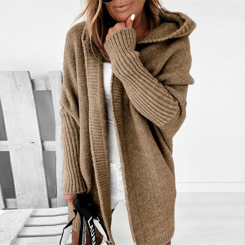 Damen Weiter Kapuzen Cardigan | Locker Geschnitten