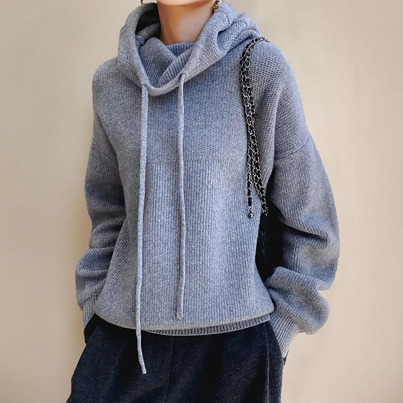 Damen Lockerer Kapuzenpullover | Hoher Kragen