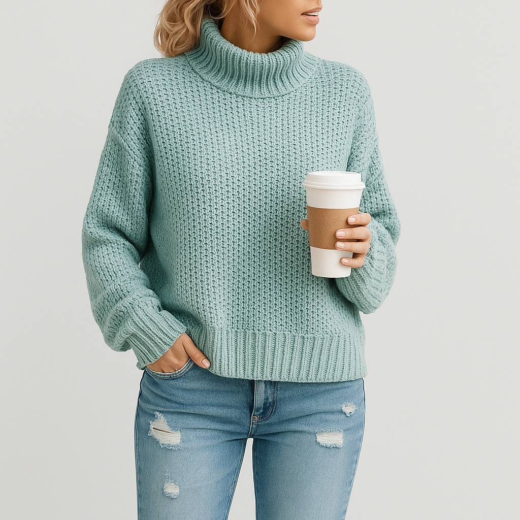 Damen Lockerer Rollkragenpullover | Langarm