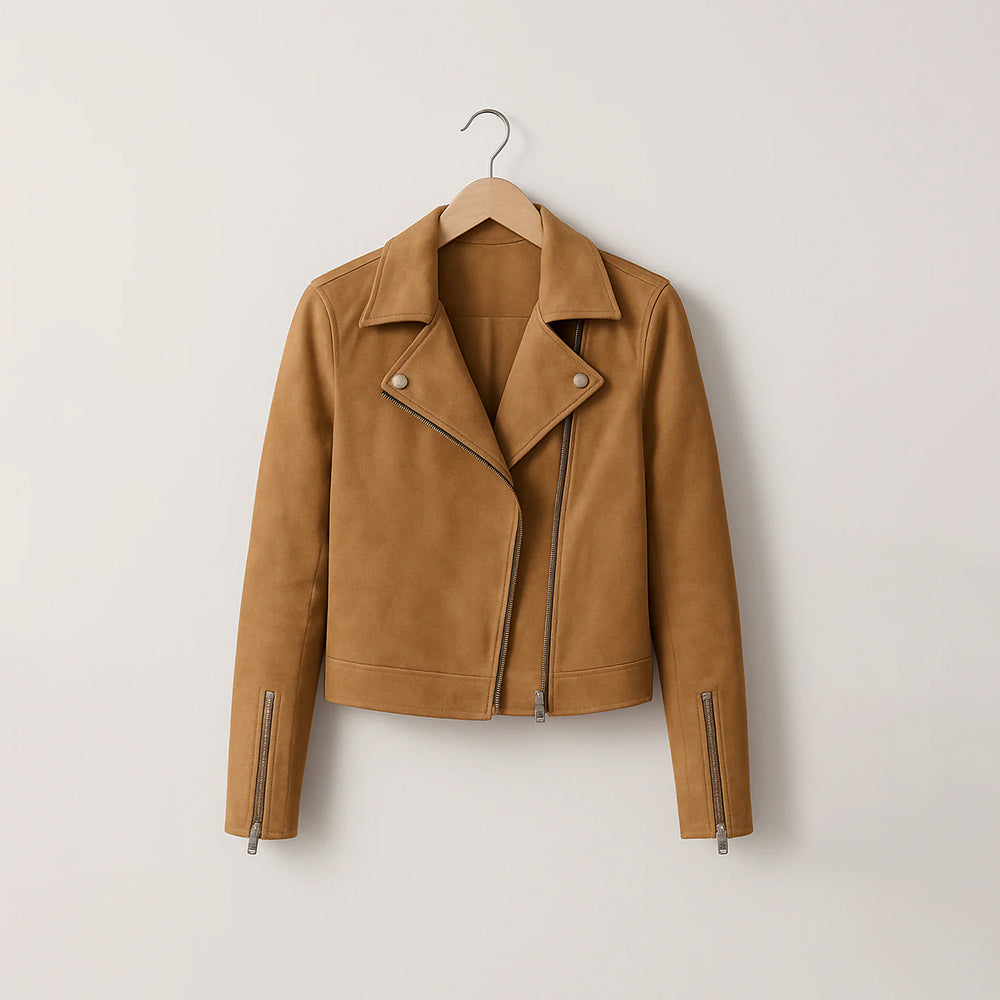 Damen Taillierte Bikerjacke | Asymmetrischer Reißverschluss