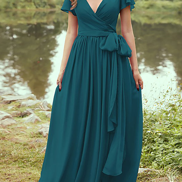 Damen Maxi Kleid V-Ausschnitt | Festliche Mode