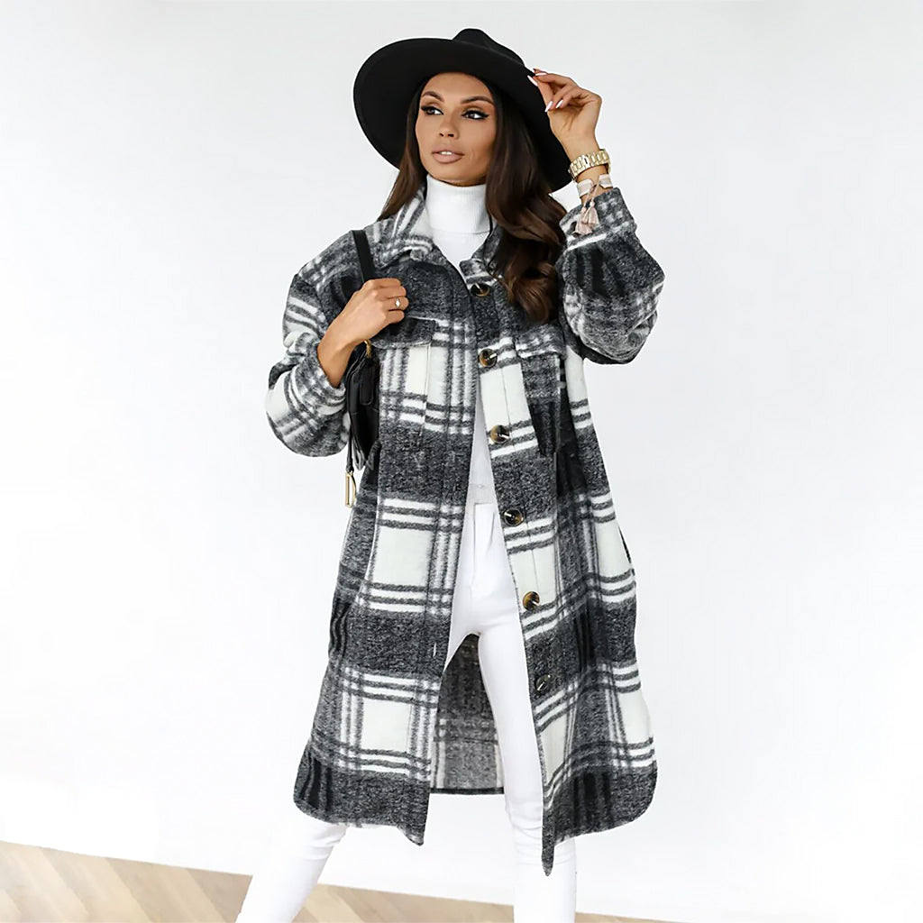 Damen Karierter Mantel | Weite Silhouette