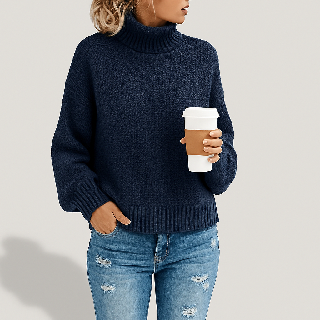 Damen Lockerer Rollkragenpullover | Langarm