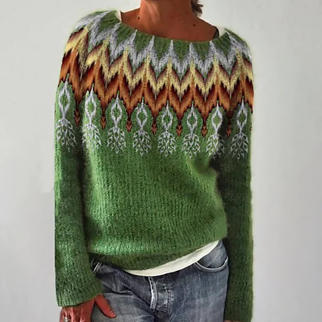 Pullover | Damen Gemusterter Pullover | Lockere Passform