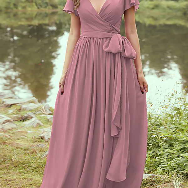 Damen Maxi Kleid V-Ausschnitt | Festliche Mode