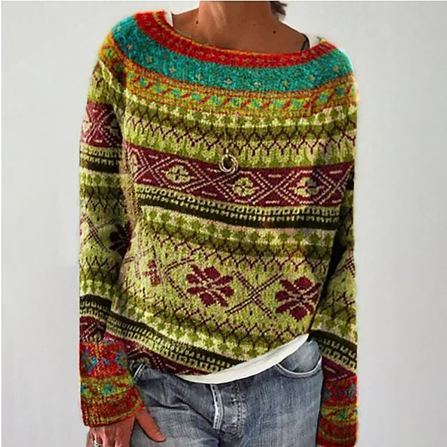 Pullover | Damen Gemusterter Pullover | Lockere Passform