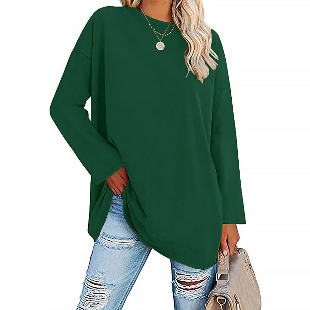 Damen Langarmshirt Mit Rundhals | Lockere Passform