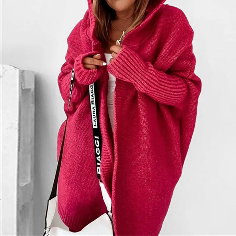 Damen Weiter Kapuzen Cardigan | Locker Geschnitten