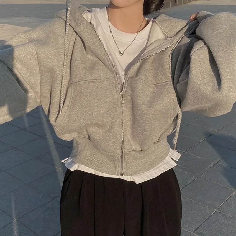 Hoodie | Damen Kapuzenjacke mit Reißverschluss | Freizeit Look