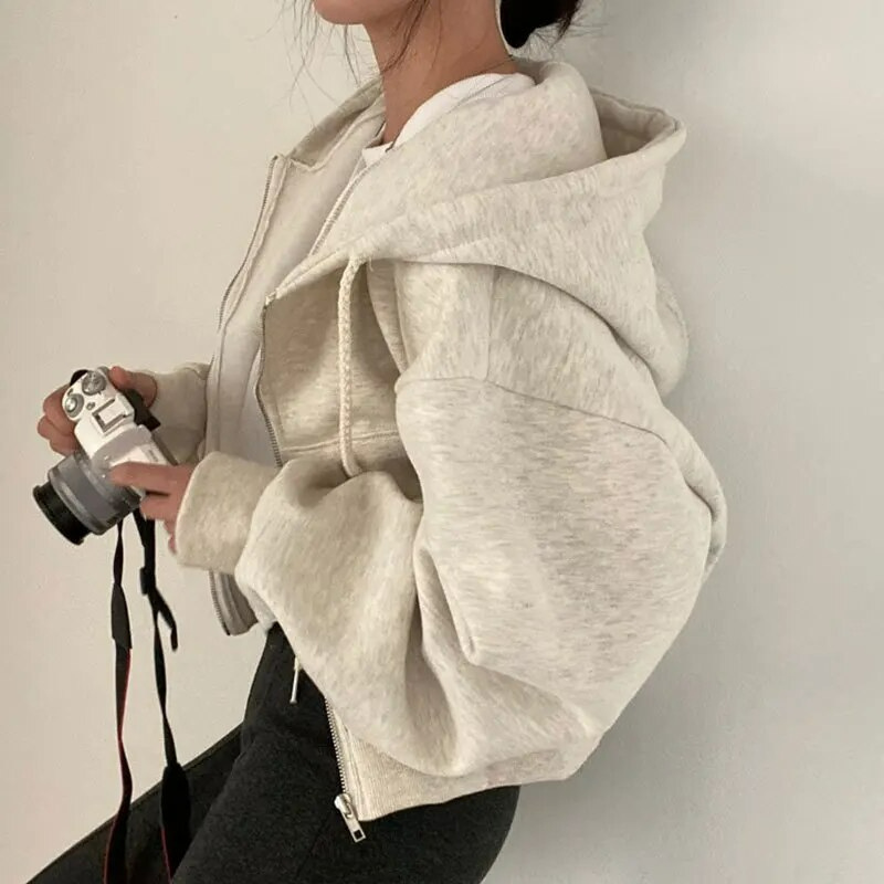Hoodie | Damen Kapuzenjacke mit Reißverschluss | Freizeit Look