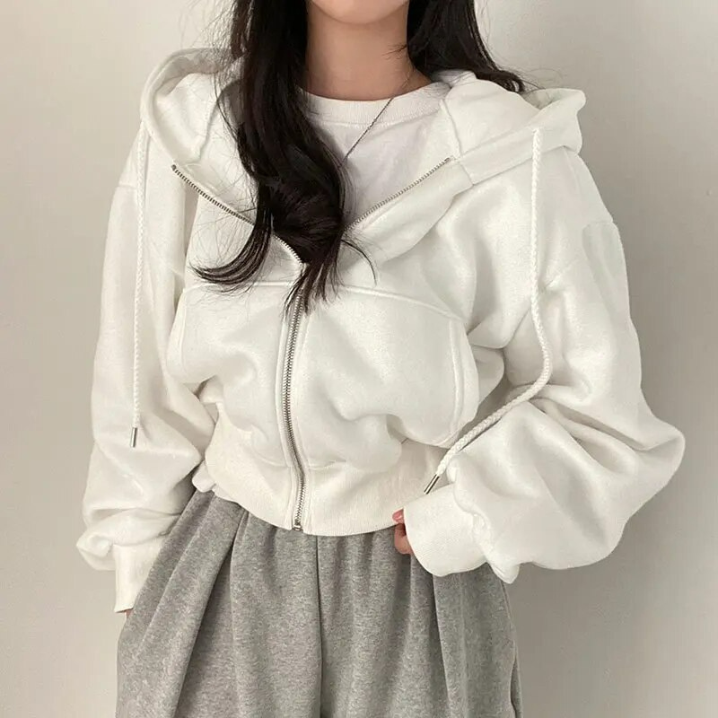 Hoodie | Damen Kapuzenjacke mit Reißverschluss | Freizeit Look