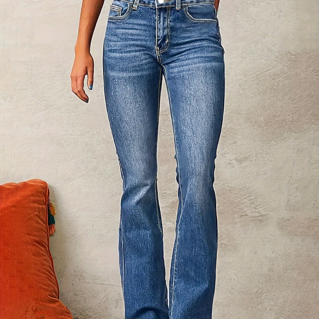Damen Schlagjeans Mit Hoher Taille | Figurbetonter Schnitt