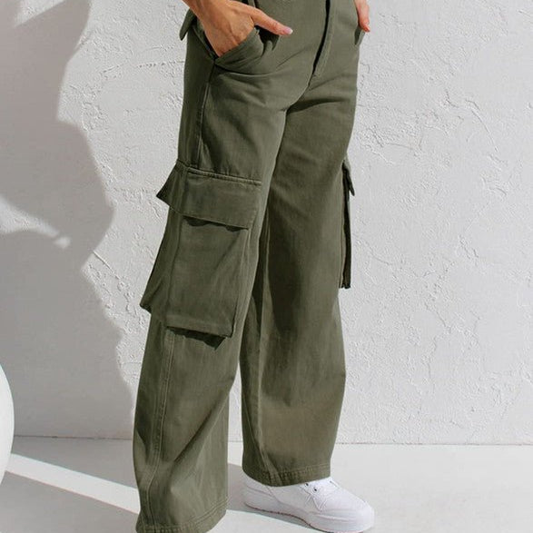 Damen Weitbeinige Cargohose | Funktionstaschen