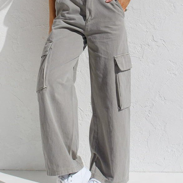 Damen Weitbeinige Cargohose | Funktionstaschen