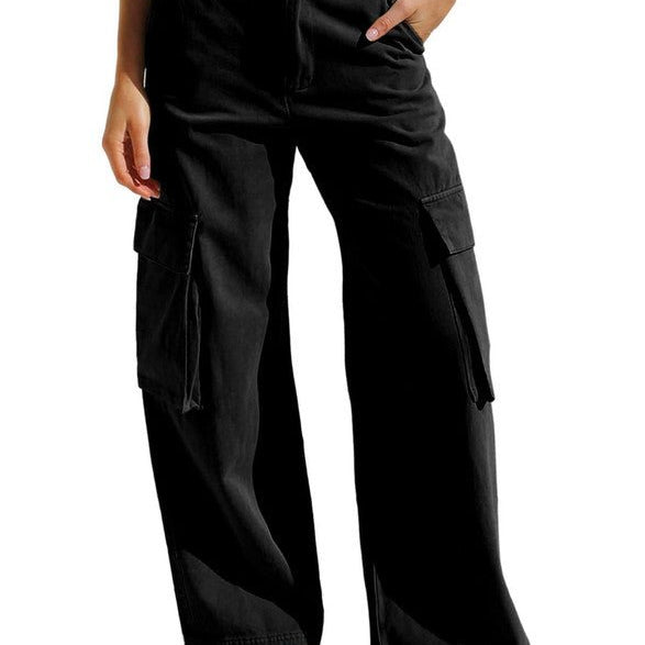 Damen Weitbeinige Cargohose | Funktionstaschen
