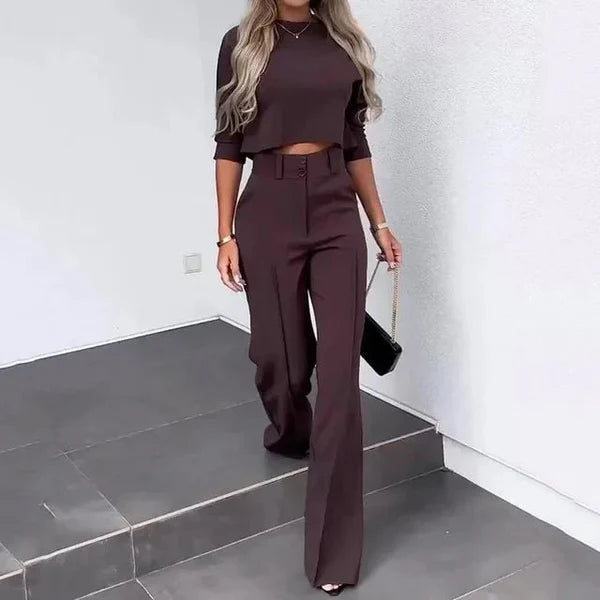 Damen Zweiteiliges Set Oberteil Hose | Hochtailliert