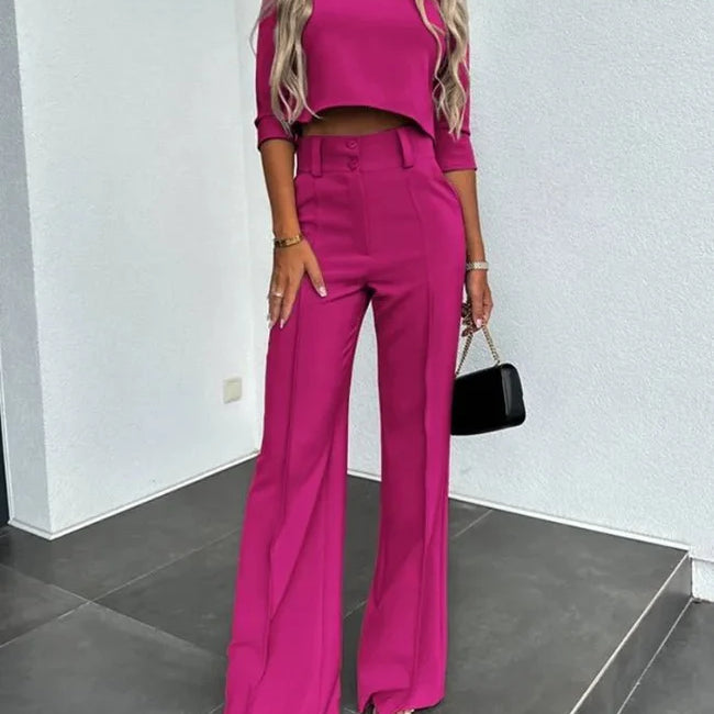 Damen Zweiteiliges Set Oberteil Hose | Hochtailliert