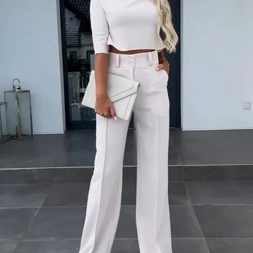 Damen Zweiteiliges Set Oberteil Hose | Hochtailliert