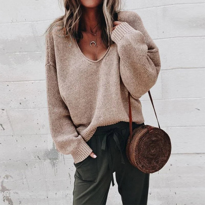 Damen Weiter Pullover | V-Ausschnitt