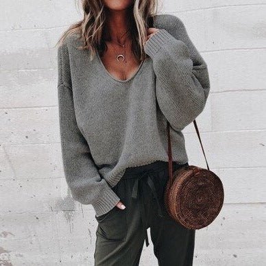Damen Weiter Pullover | V-Ausschnitt
