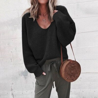 Damen Weiter Pullover | V-Ausschnitt