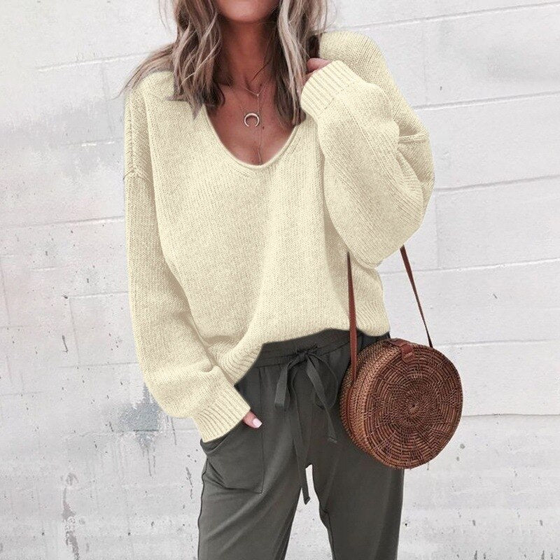 Damen Weiter Pullover | V-Ausschnitt
