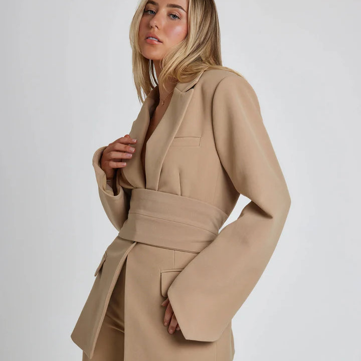 Damen Blazer Mit Gürtel | Lange Ärmel