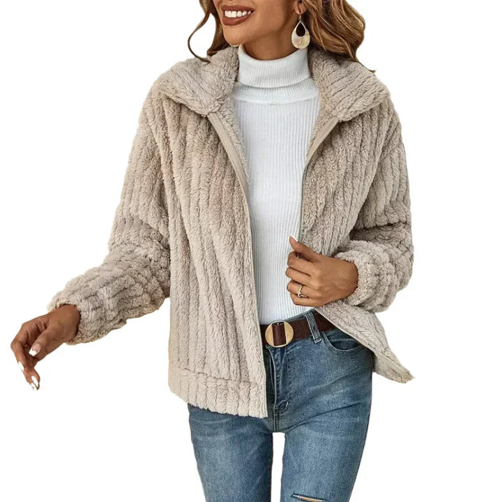 Damen Warmer Reißverschluss Pulloverjacke | Lockere Passform