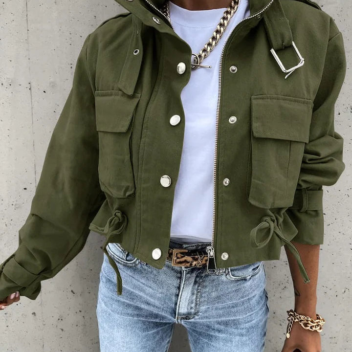 Damen Kurze Utility Jacke | Cargo Taschen